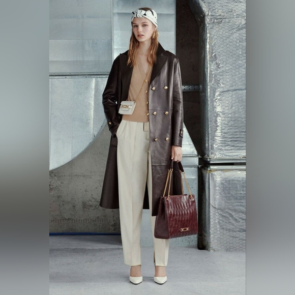 Vintage Double-breasted Leather Coat - Picture 16 of 16